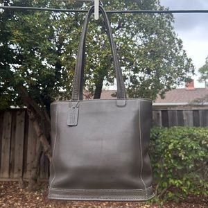 Vintage Coach Bleeker Tote / Leather Shoulder Bag Charcoal GRAY